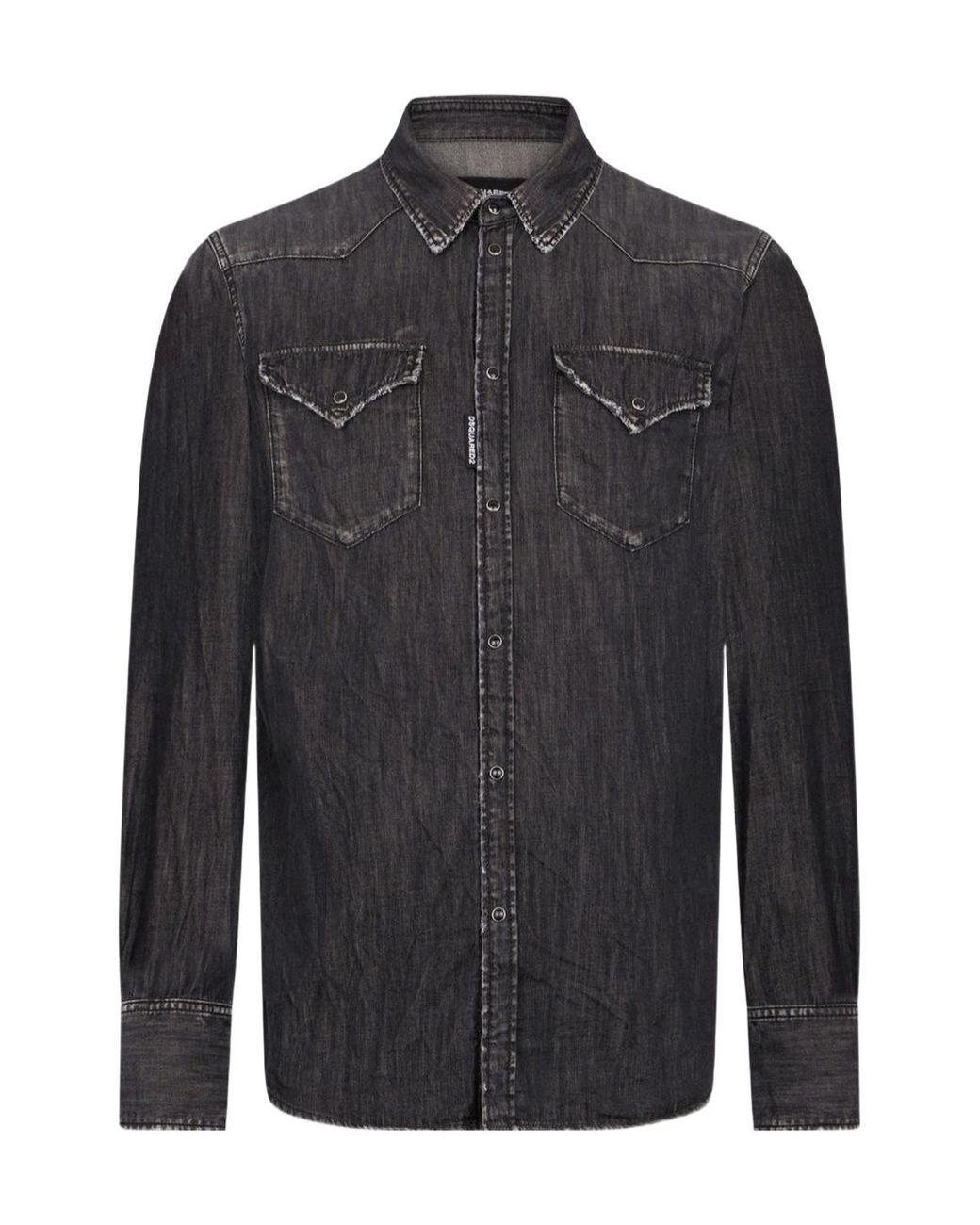 DSquared² Gray Western Long-Sleeved Denim Shirt for men