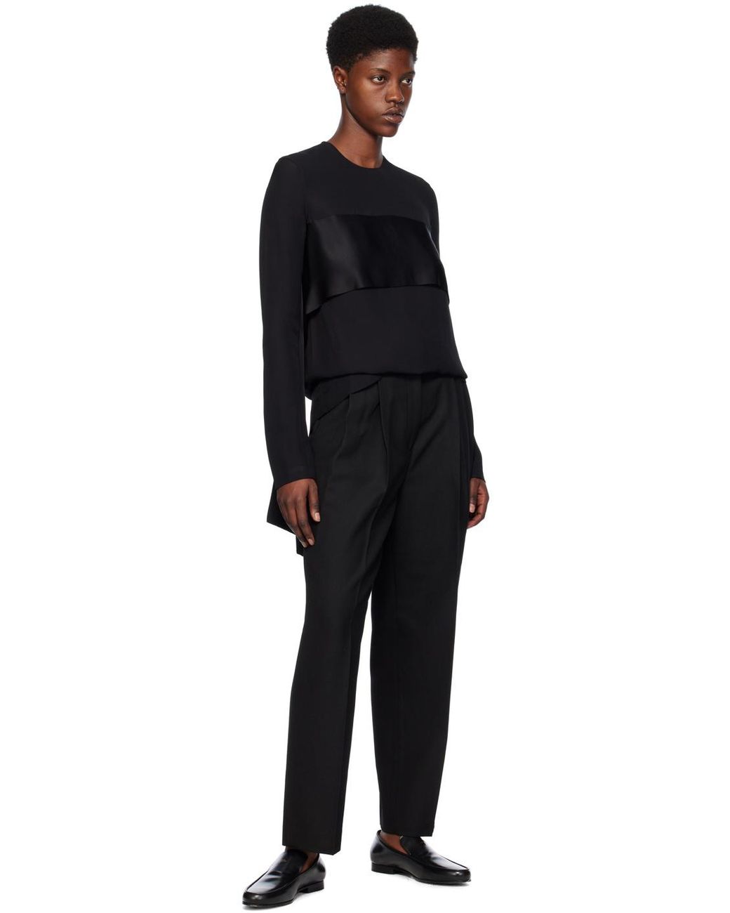 Totême Black Totême Rear-Tie Fastened Long-Sleeved Top