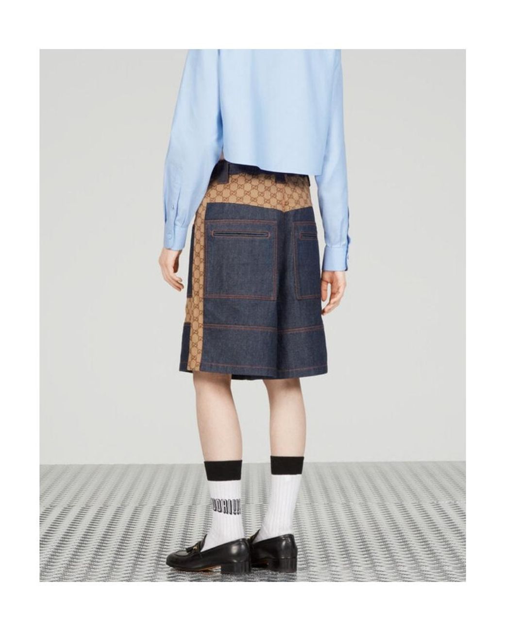 Gucci Blue High-Waist Denim Bermuda Shorts