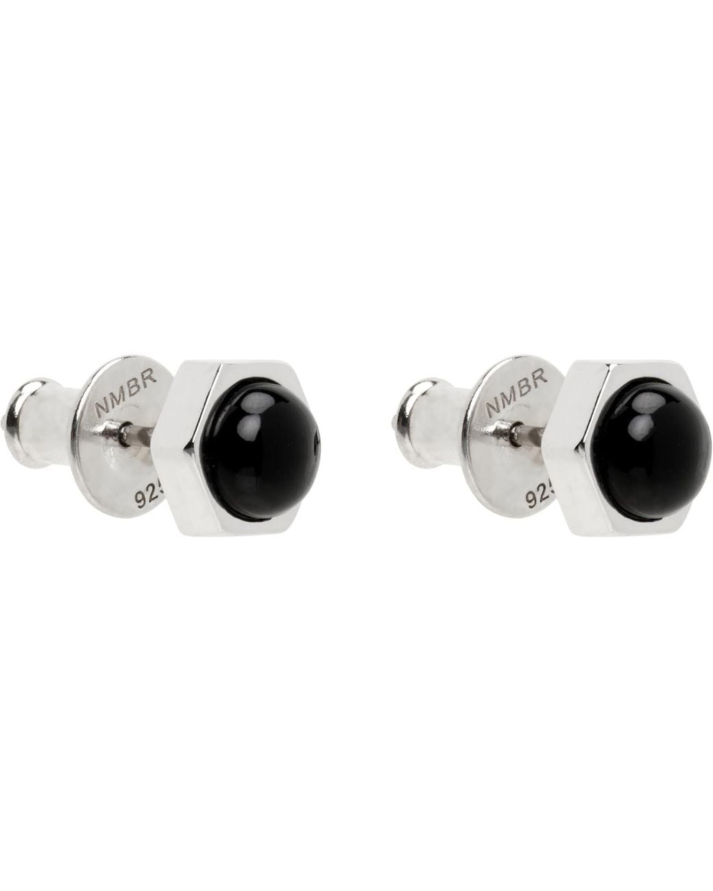 NUMBERING White Inlaid Earrings for men