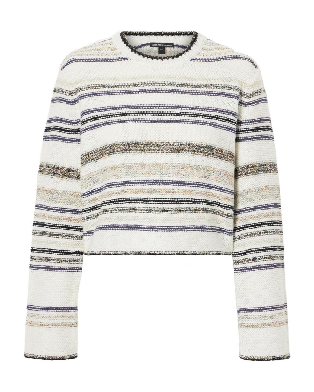 James Perse White Striped Knitted Cotton-Blend Sweater