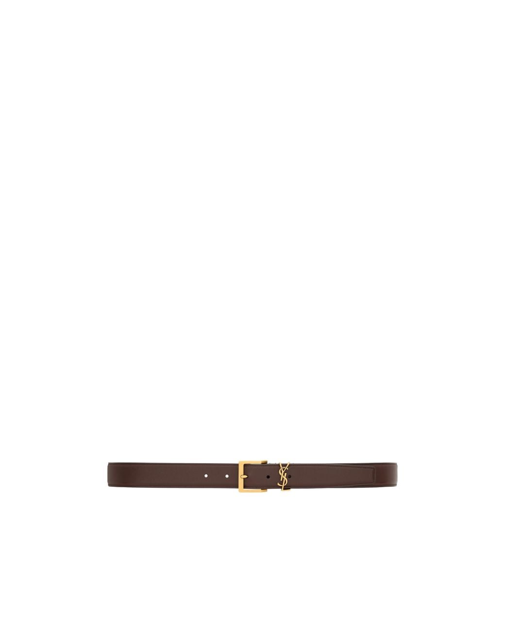Saint Laurent White Cassandre Logo Leather Belt for men