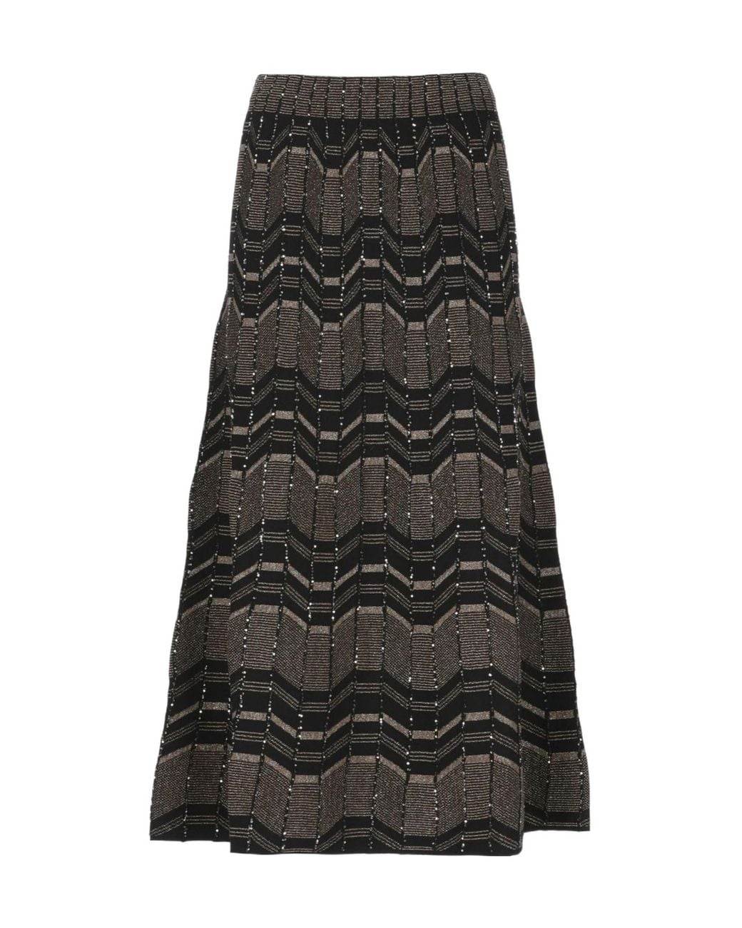 D.exterior Black Sequined Geometric Knit Skirt