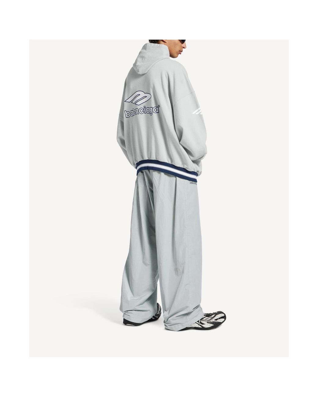 Balenciaga Gray Logo-Detailed Polo Hoodie for men