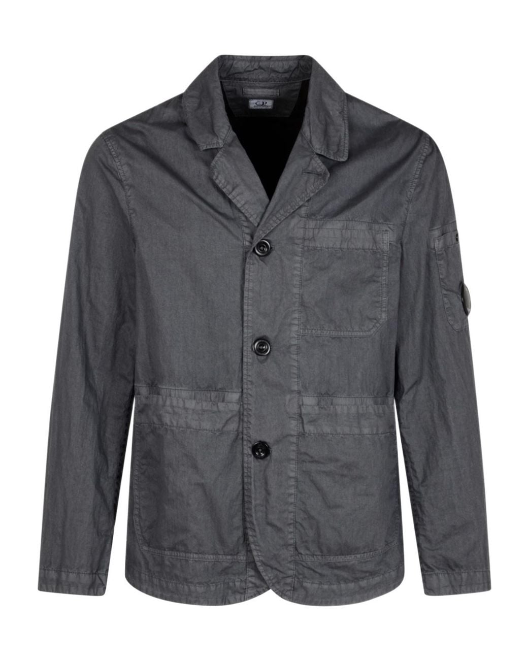 C P Company Gray Utility Button-Front Jacket for men