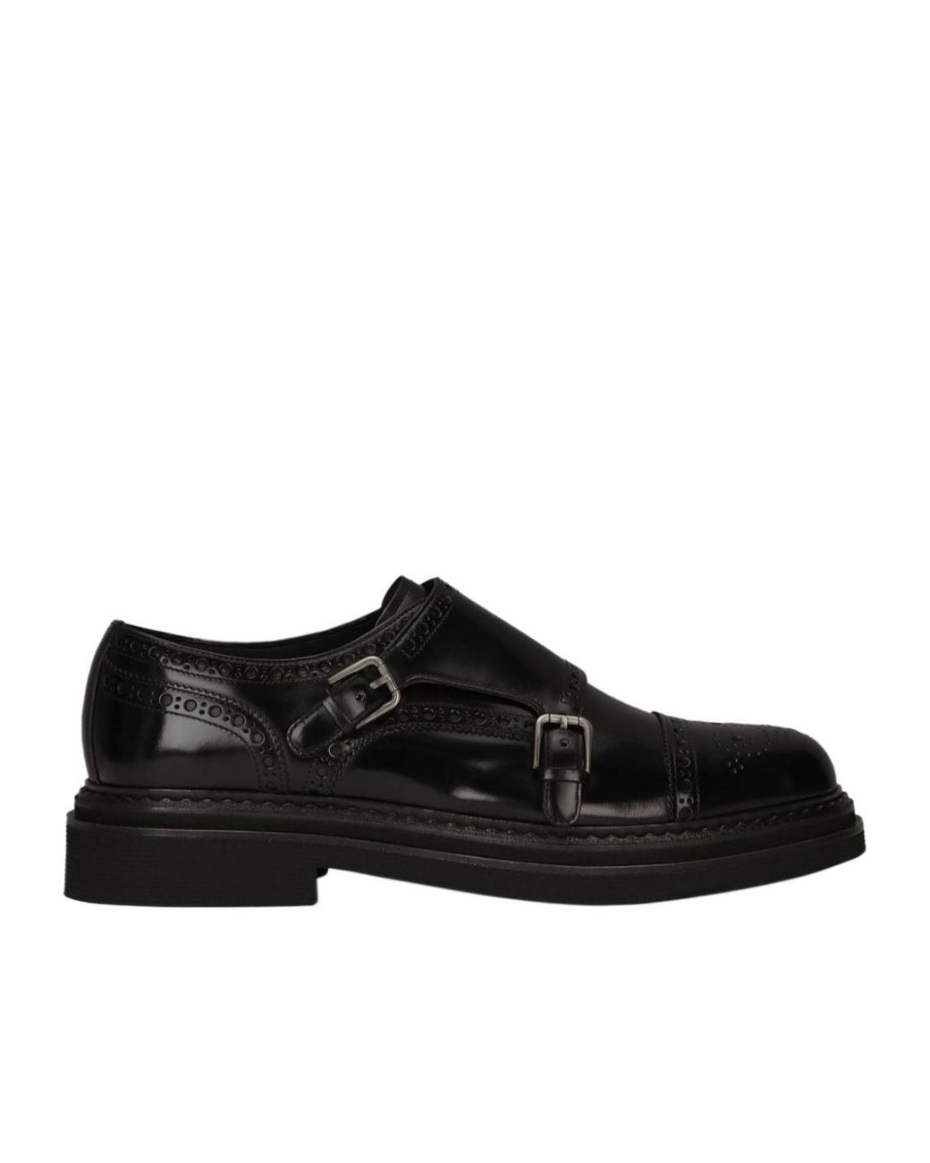 Dolce & Gabbana Black Round Head Loafer Shoes for men