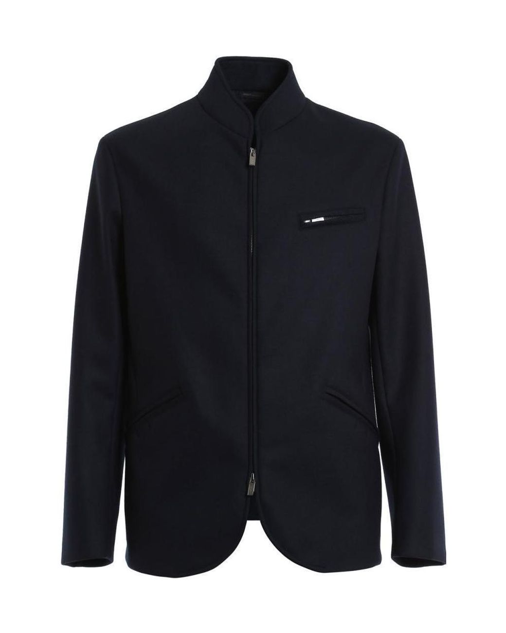 Armani Collezioni Blue Wool Collar Jacket for men
