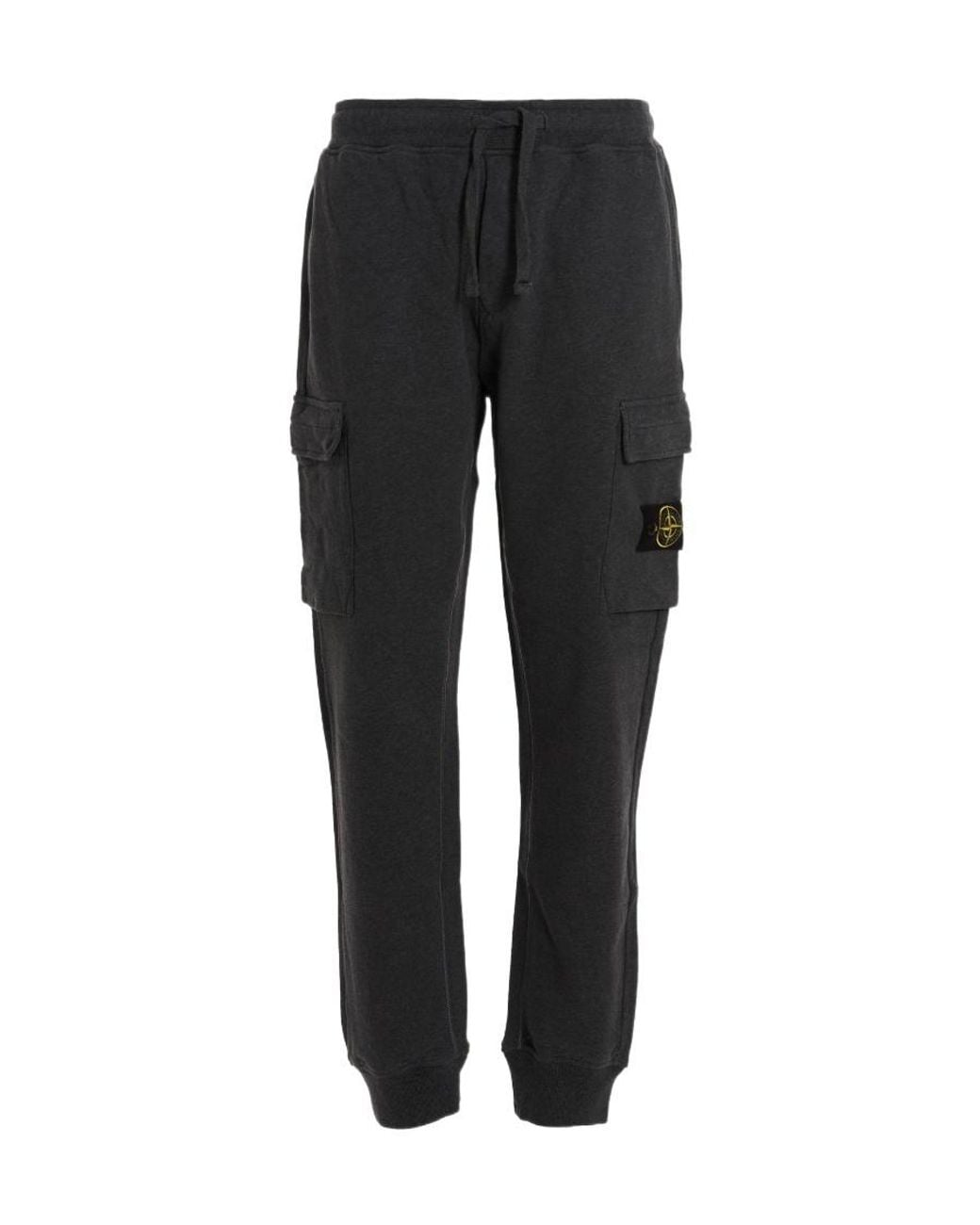 Stone Island Black Compass-Patch Drawstring Track Pants for men