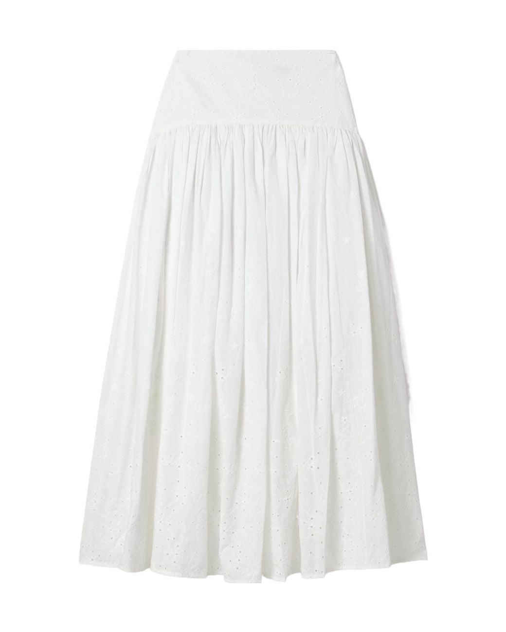 Staud White Lightweight Cotton Midi Skirt