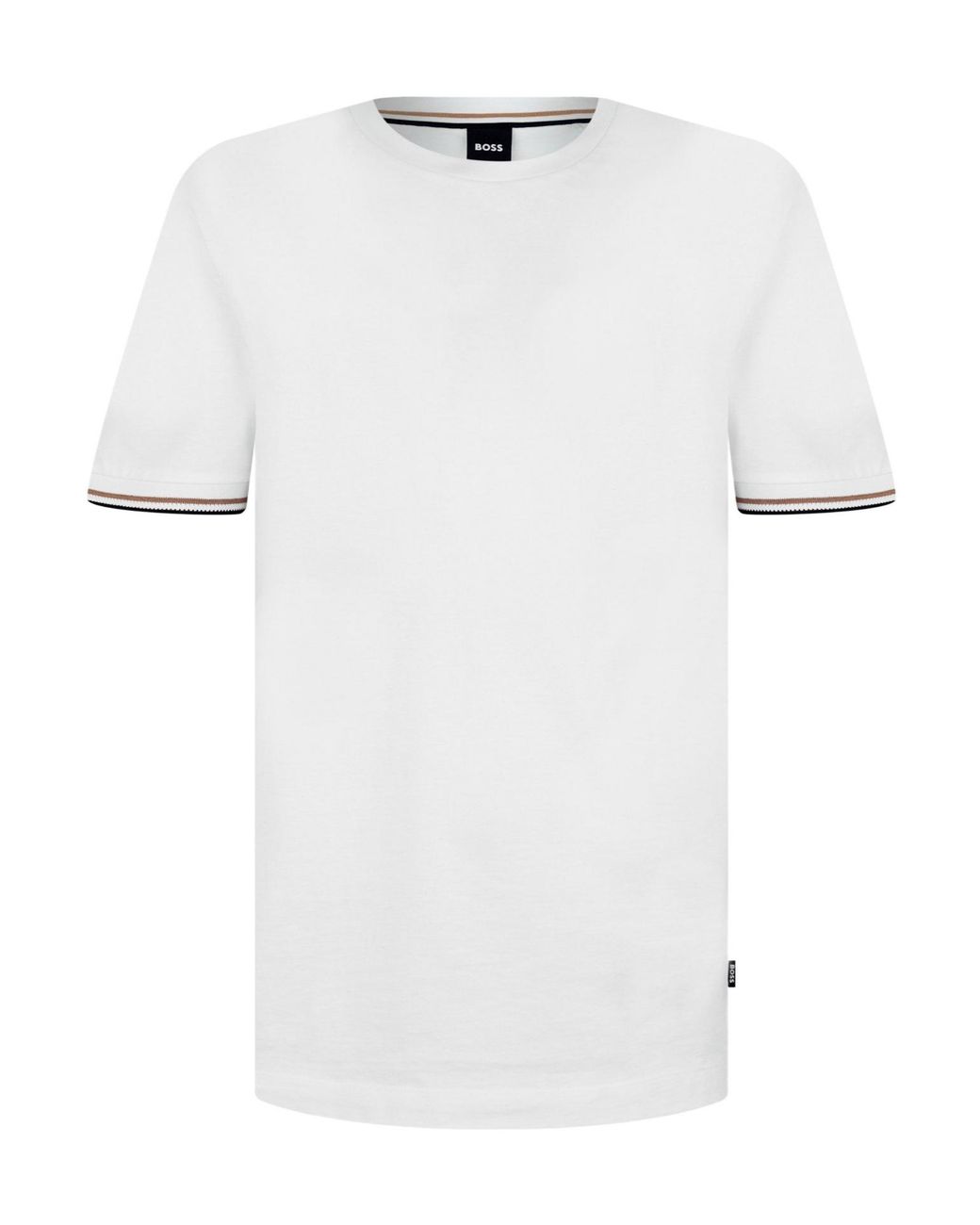 Boss White Striped Cuff T-Shirt for men