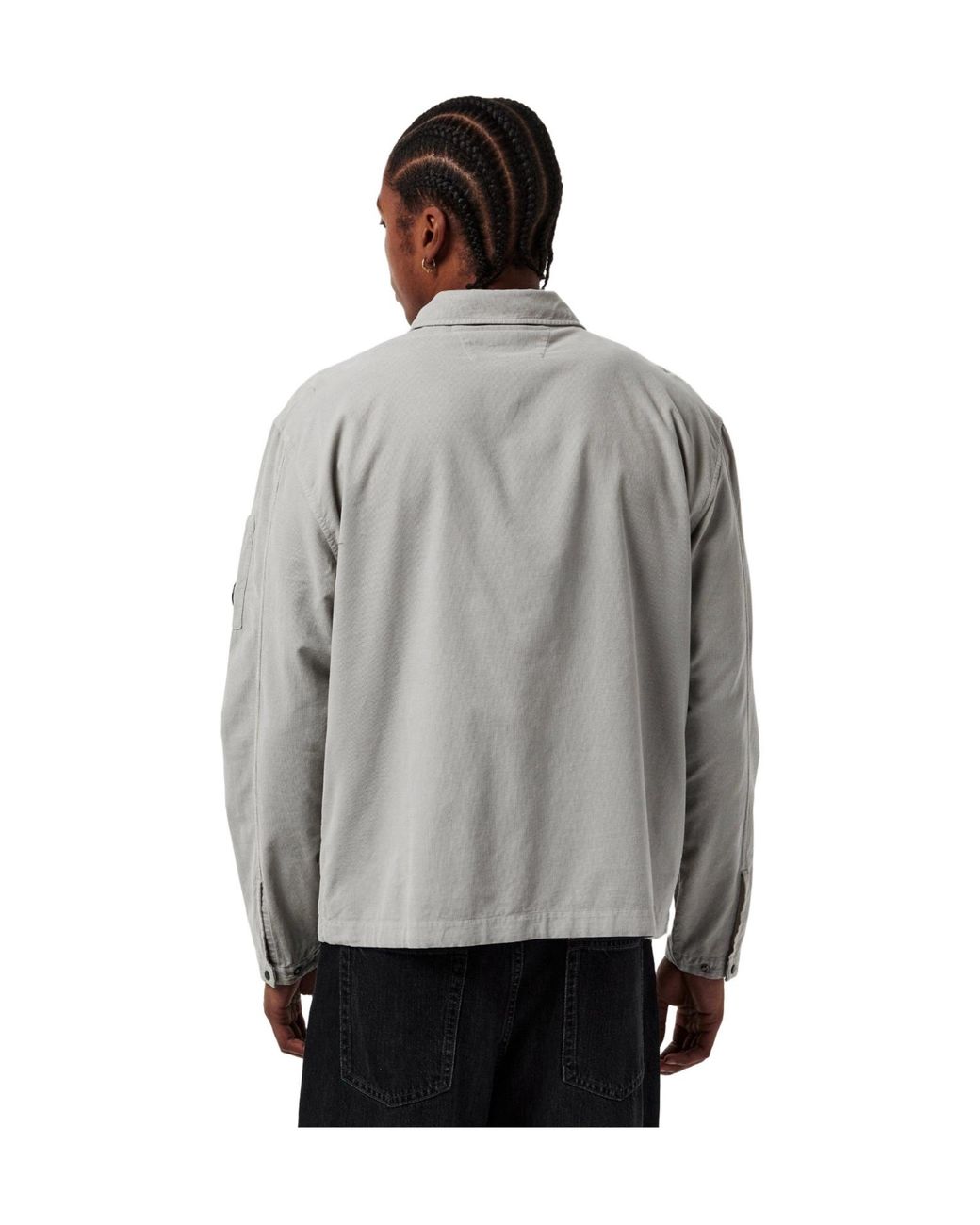 C P Company Gray Solid Color Overshirt for men