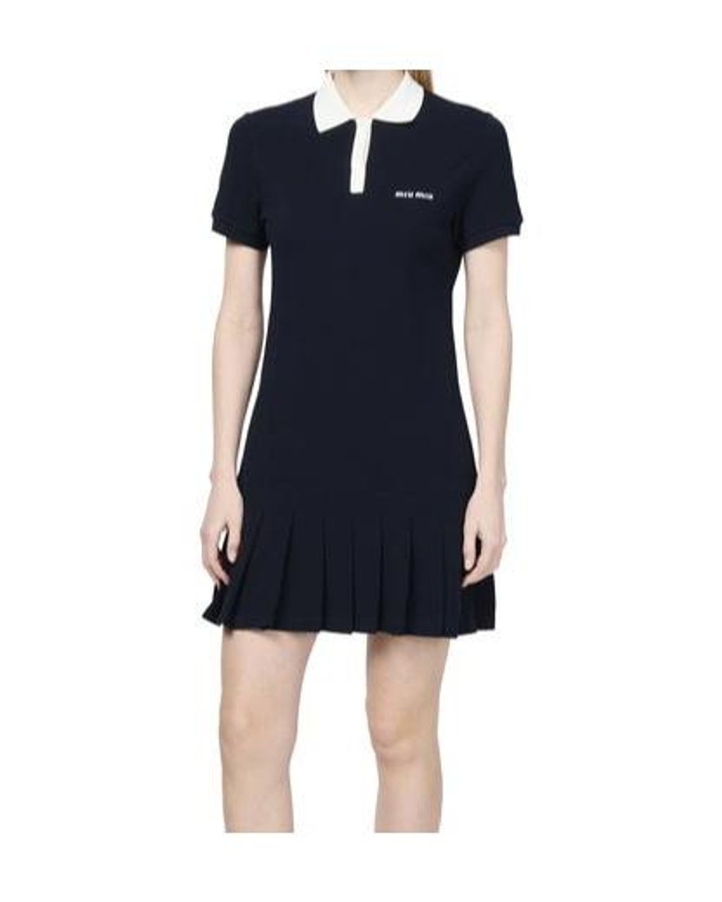 Miu Miu Pleated Dress in Blue | Lyst