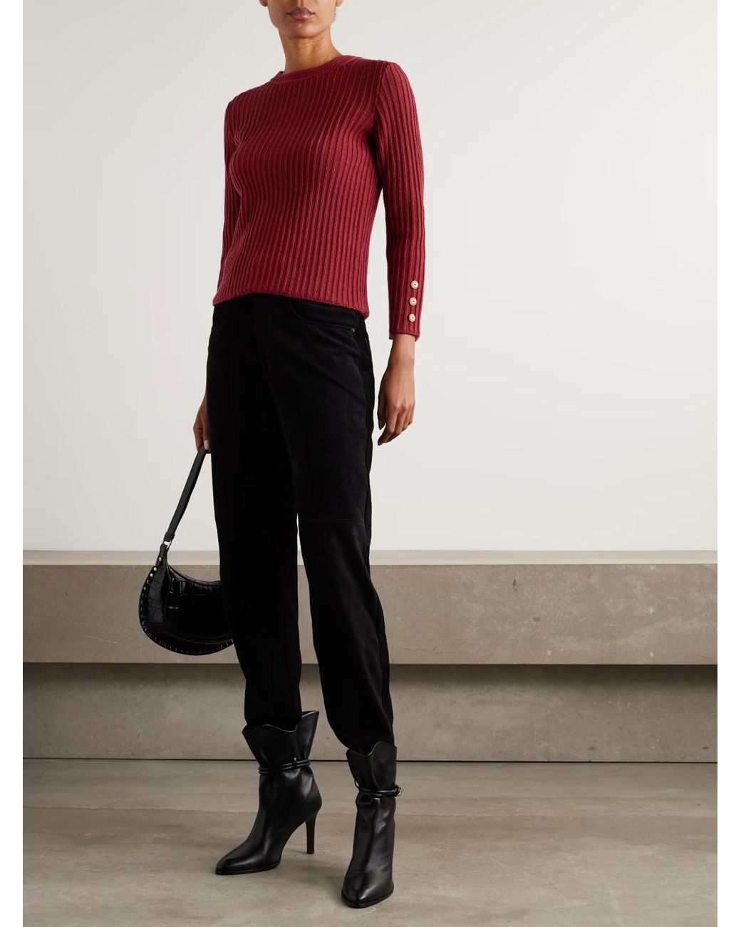 Isabel Marant Red Dixie Ribbed Wool Sweater