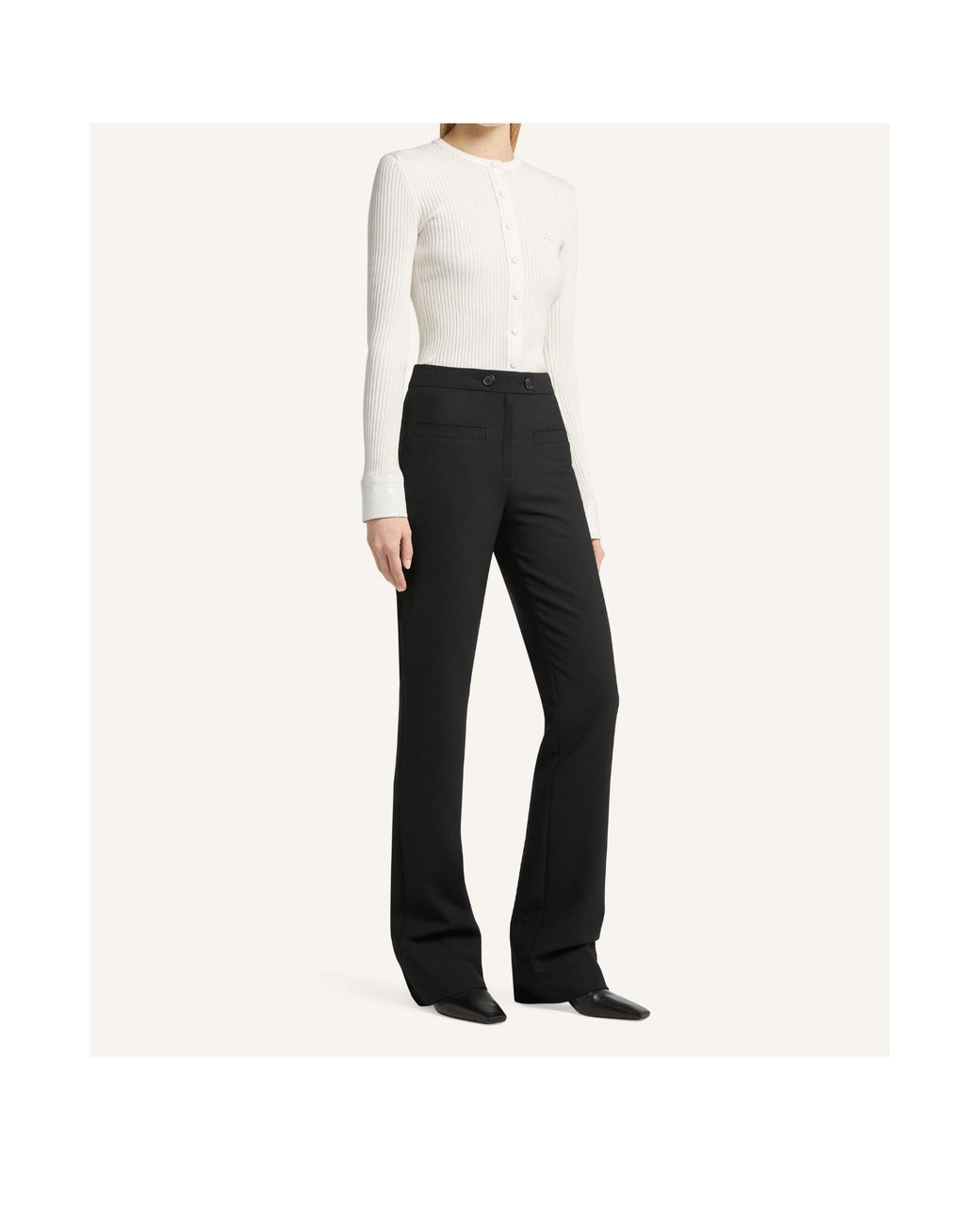 Courreges White Ribbed-Knit Vinyl-Trim Cardigan
