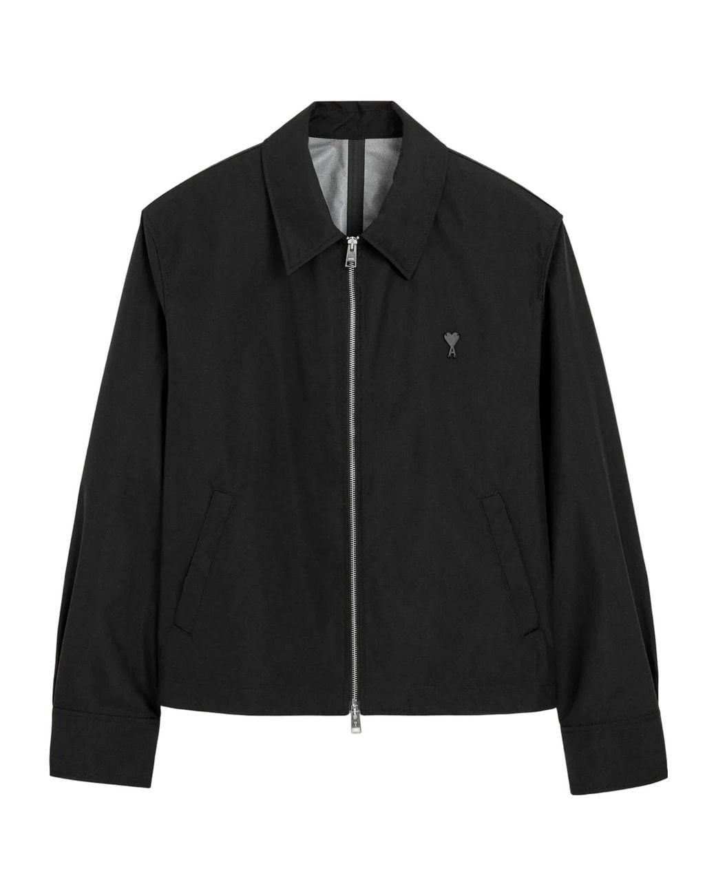 AMI Black Nylon Jacket With Ami De Coeur for men