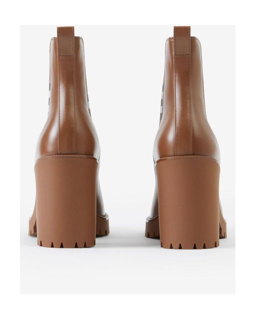 Burberry Brown New Allostock Check Panel Ankle Boots