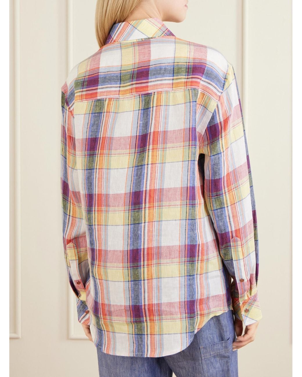 God's True Cashmere Pink Daybreak Checked Linen Shirt