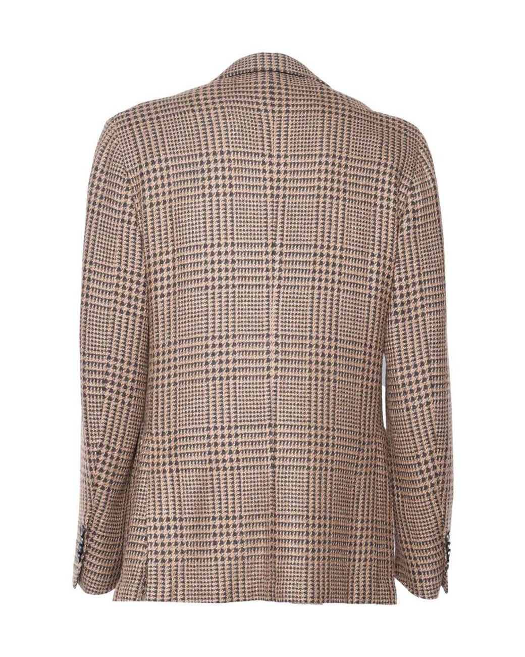Lardini Brown Single-Breasted Checked Blazer for men