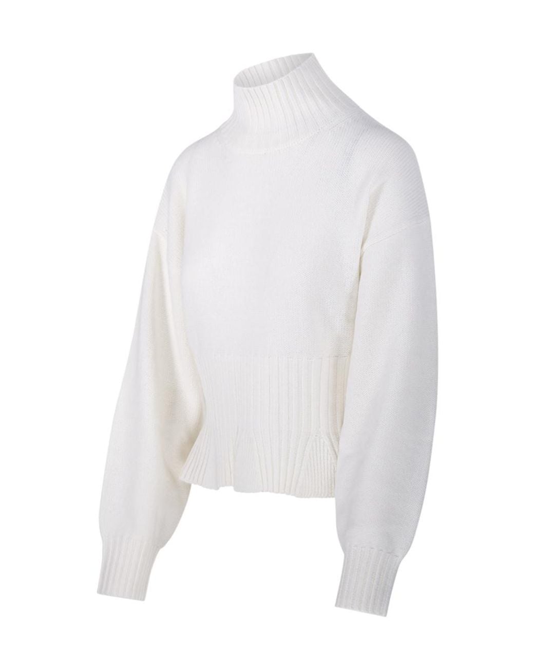 Allude White Mockneck Cropped Knitted Jumper