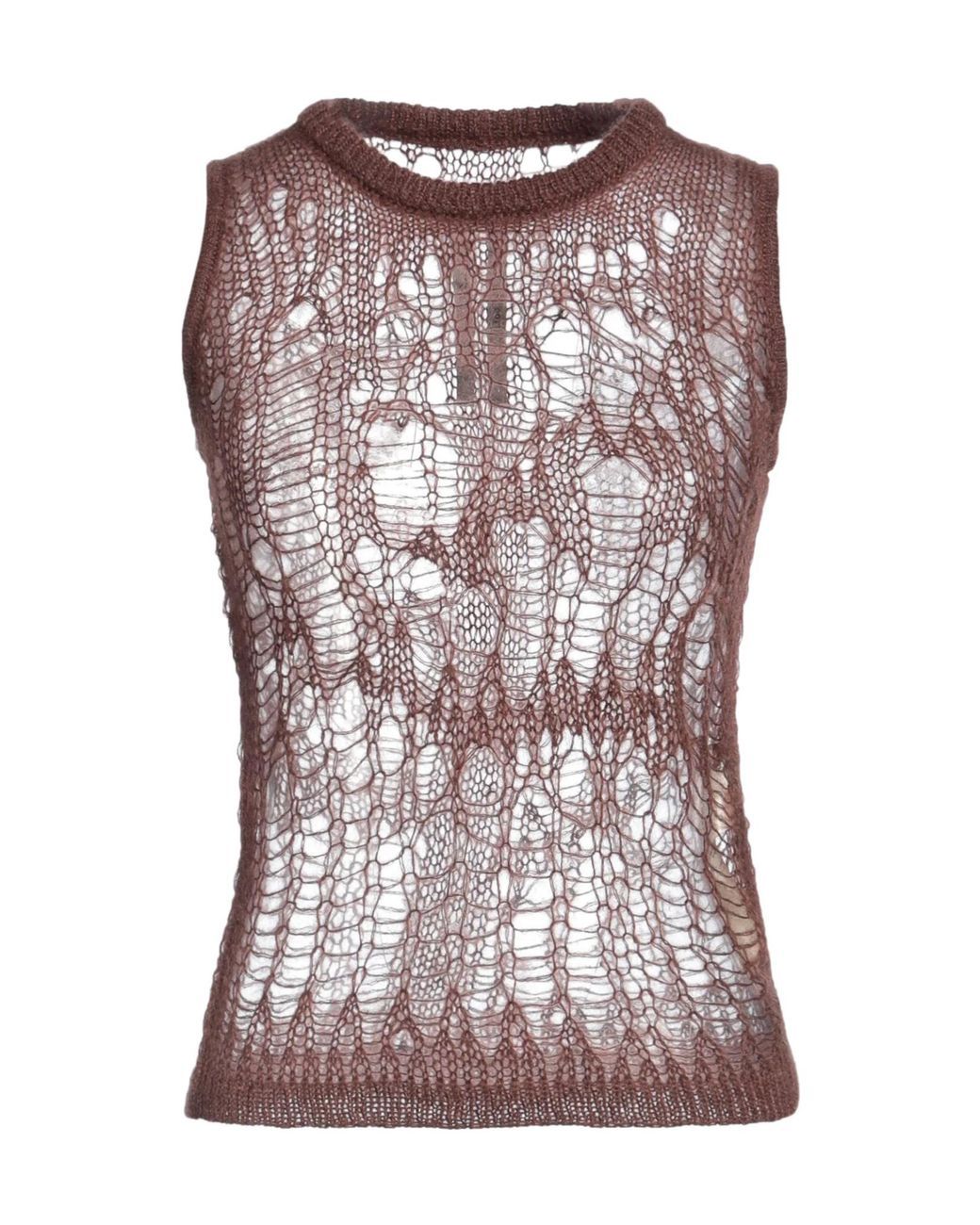 Rick Owens Brown Breathable Sleeveless Knit Top