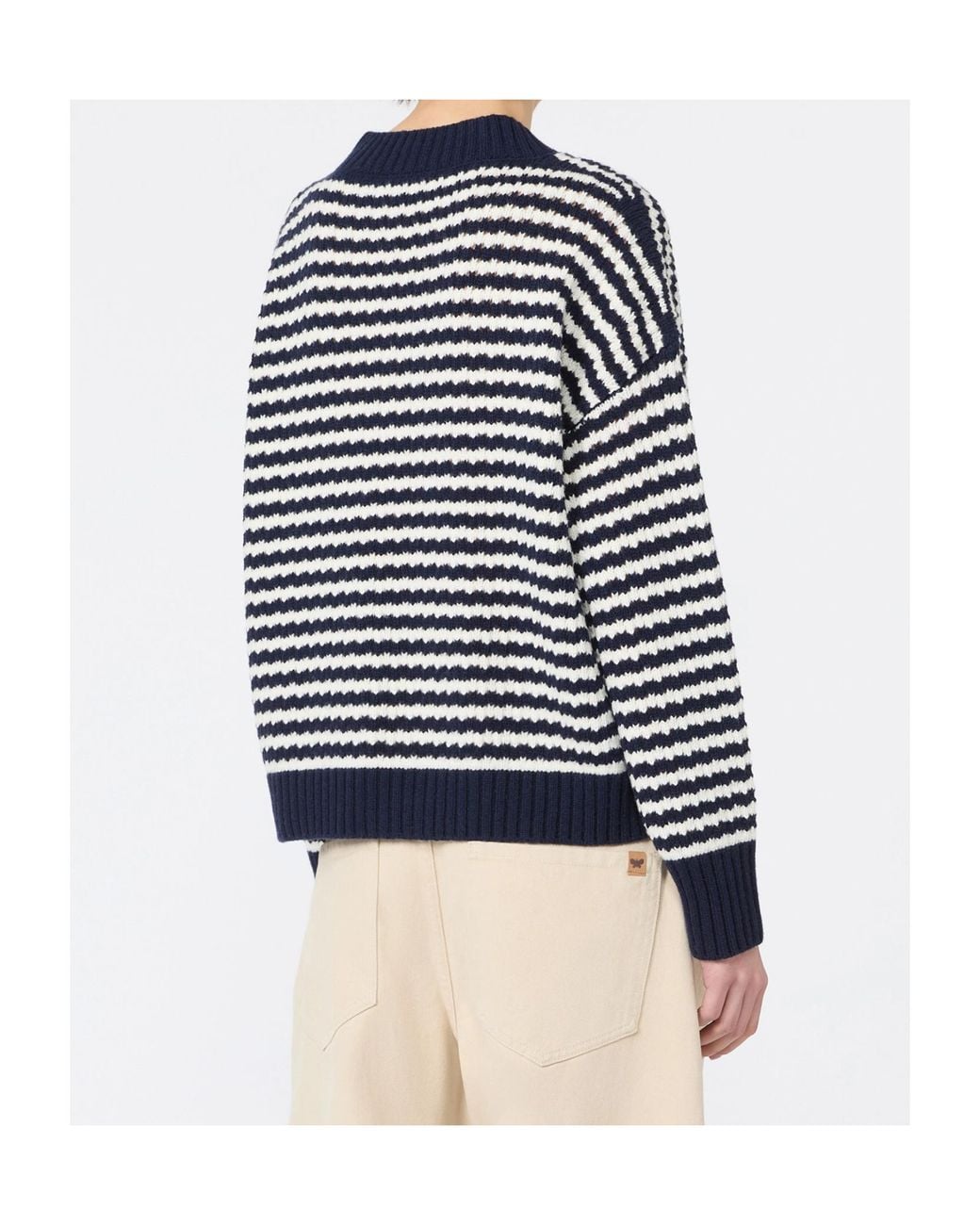 Weekend by Maxmara Blue Wkdspiga V-Neck Striped Knitted Jumper