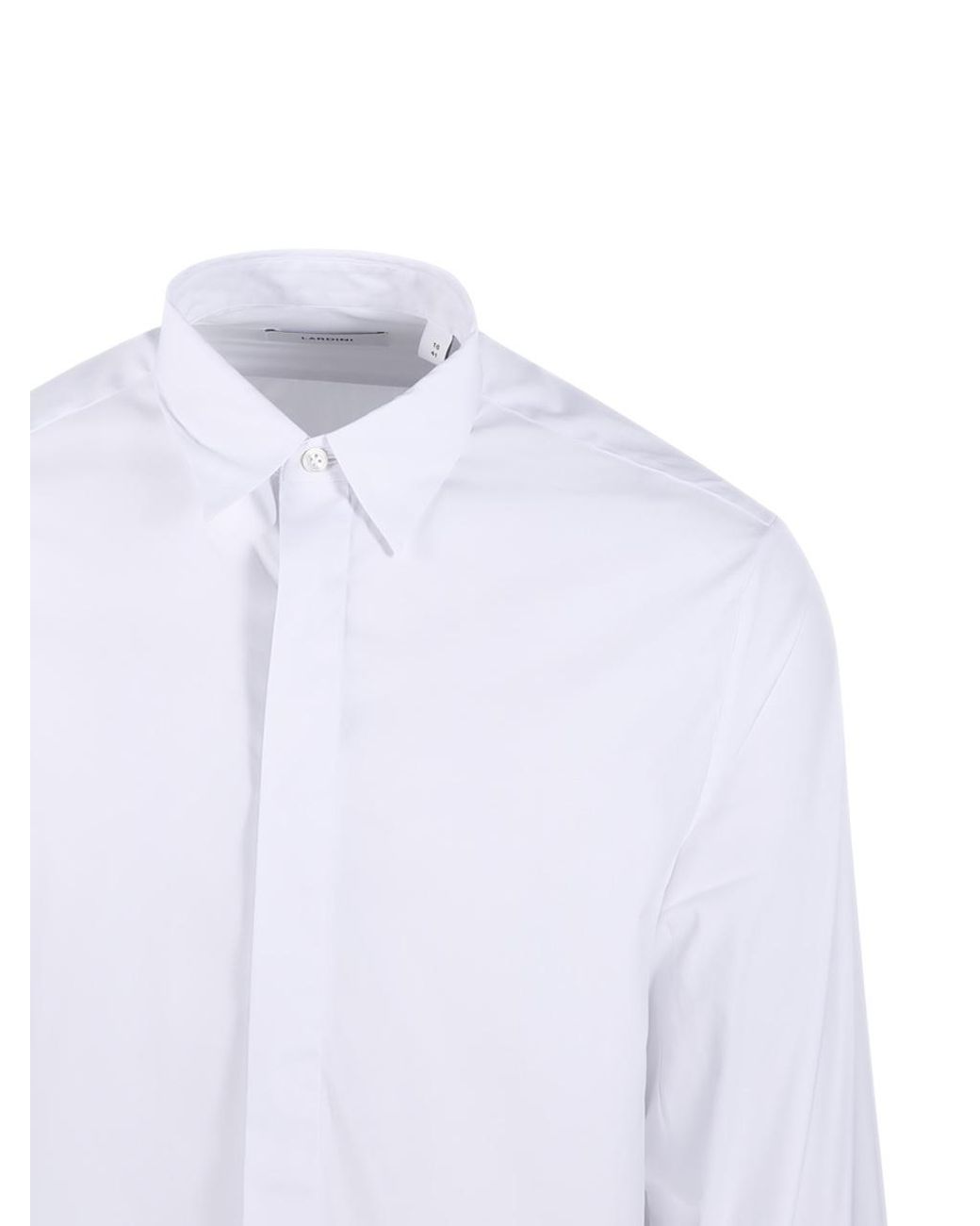Lardini White Paflynn Concealed Placket Shirt for men