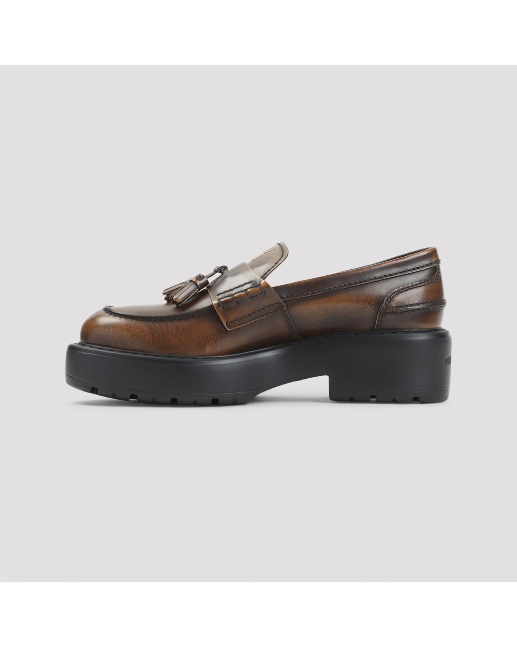 Miu Miu Brown Tassel-Detail Leather Loafers