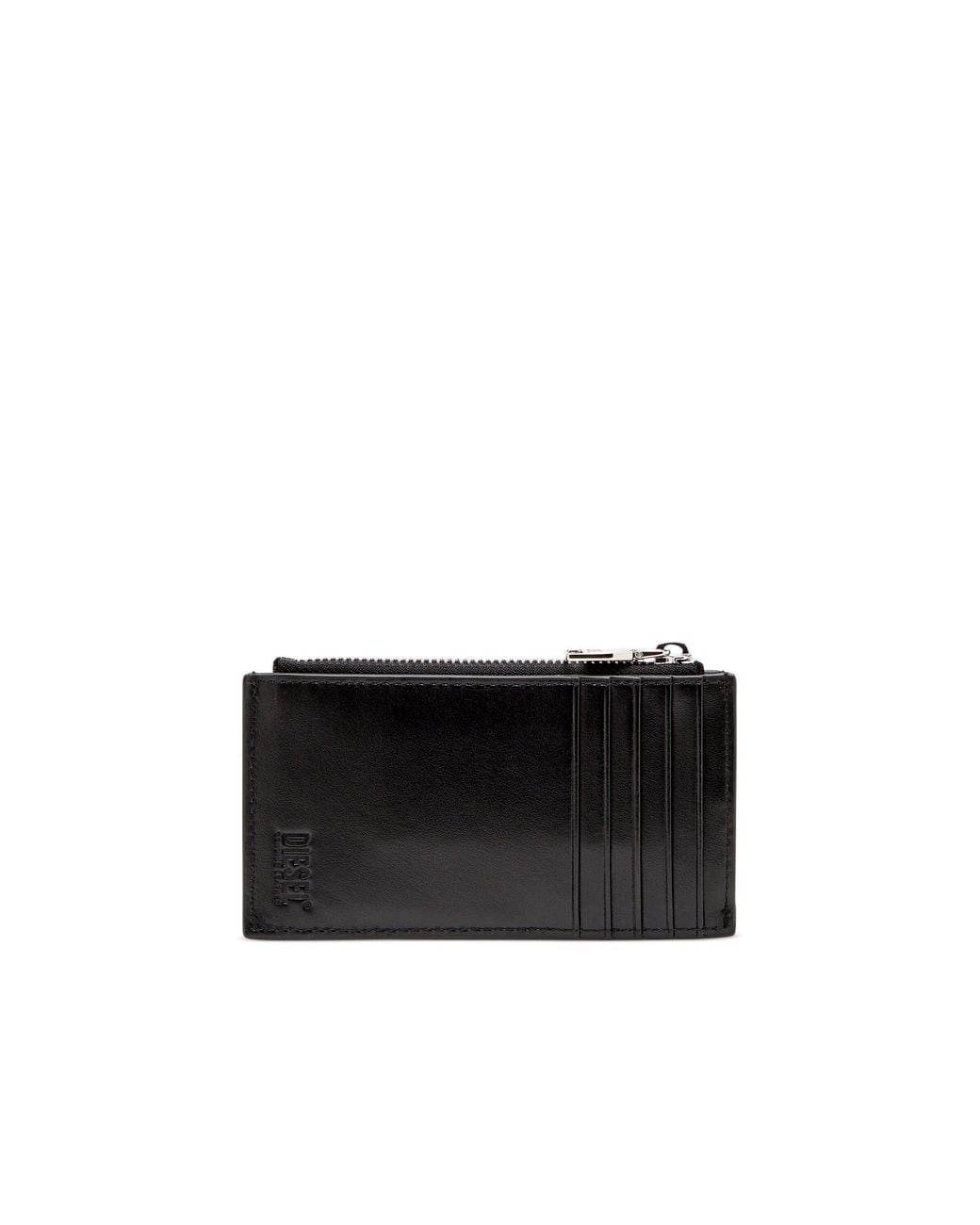 DIESEL Black 1Dr Zip Card Holder Wallet
