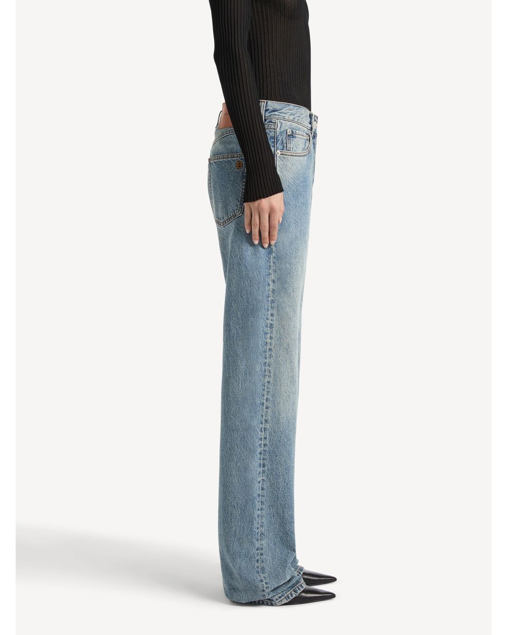 Balmain Blue High-Rise Straight-Leg Jeans