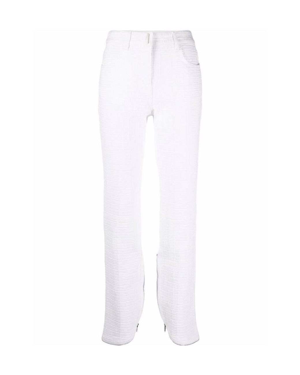 Givenchy White Slim-Cut 4G-Motif Trousers