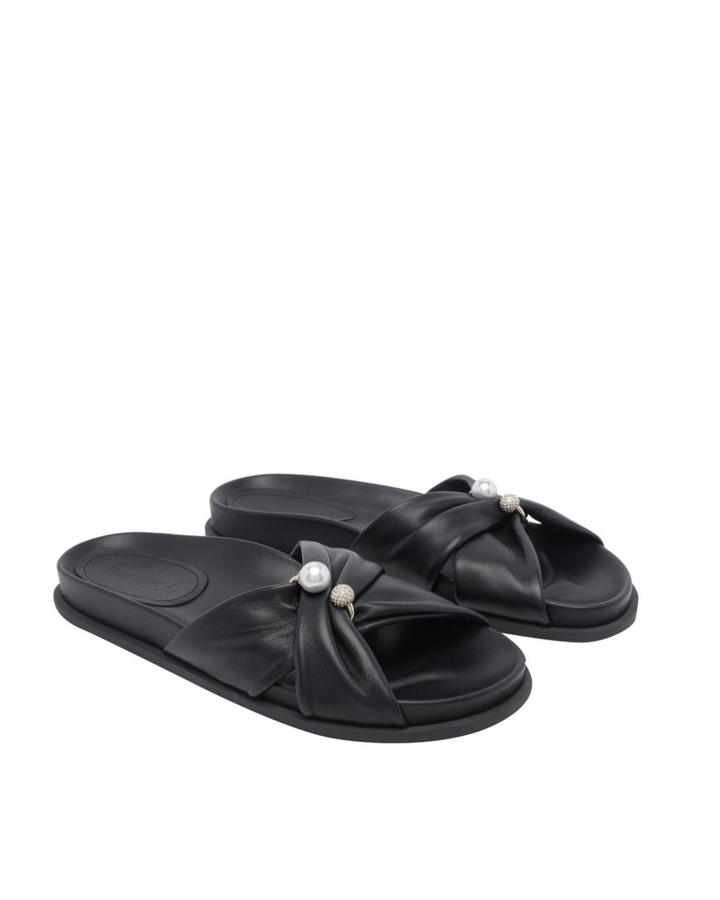 Jimmy Choo Black Rafi Pearl Flat Sandals