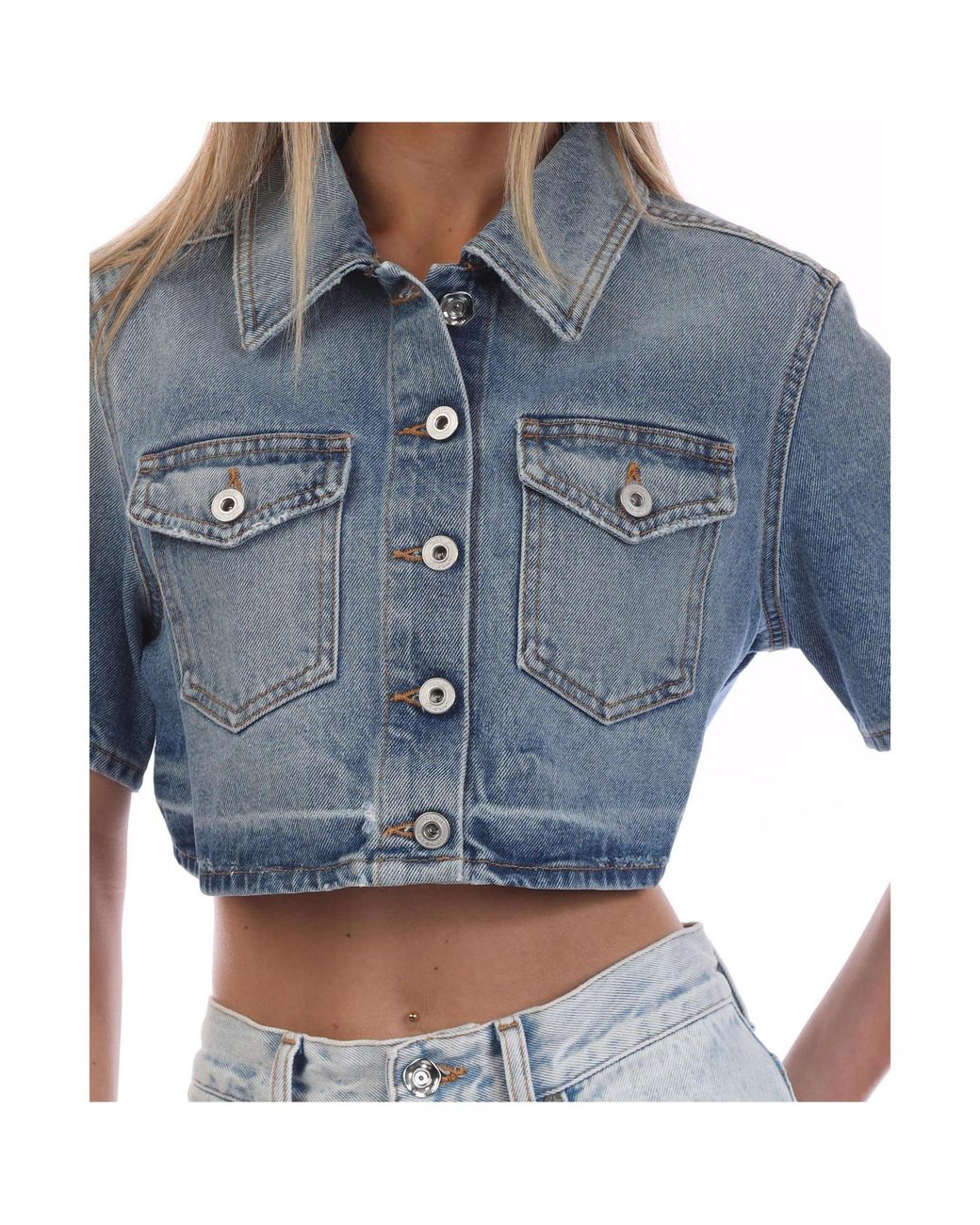 Off-White c/o Virgil Abloh Blue Corporate Cropped Shirt
