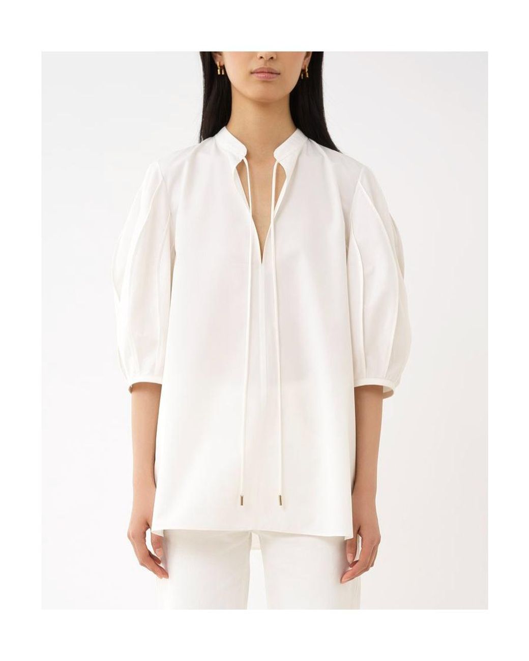 Chloé White Chloé Tie-Detailed Tunic Shirt