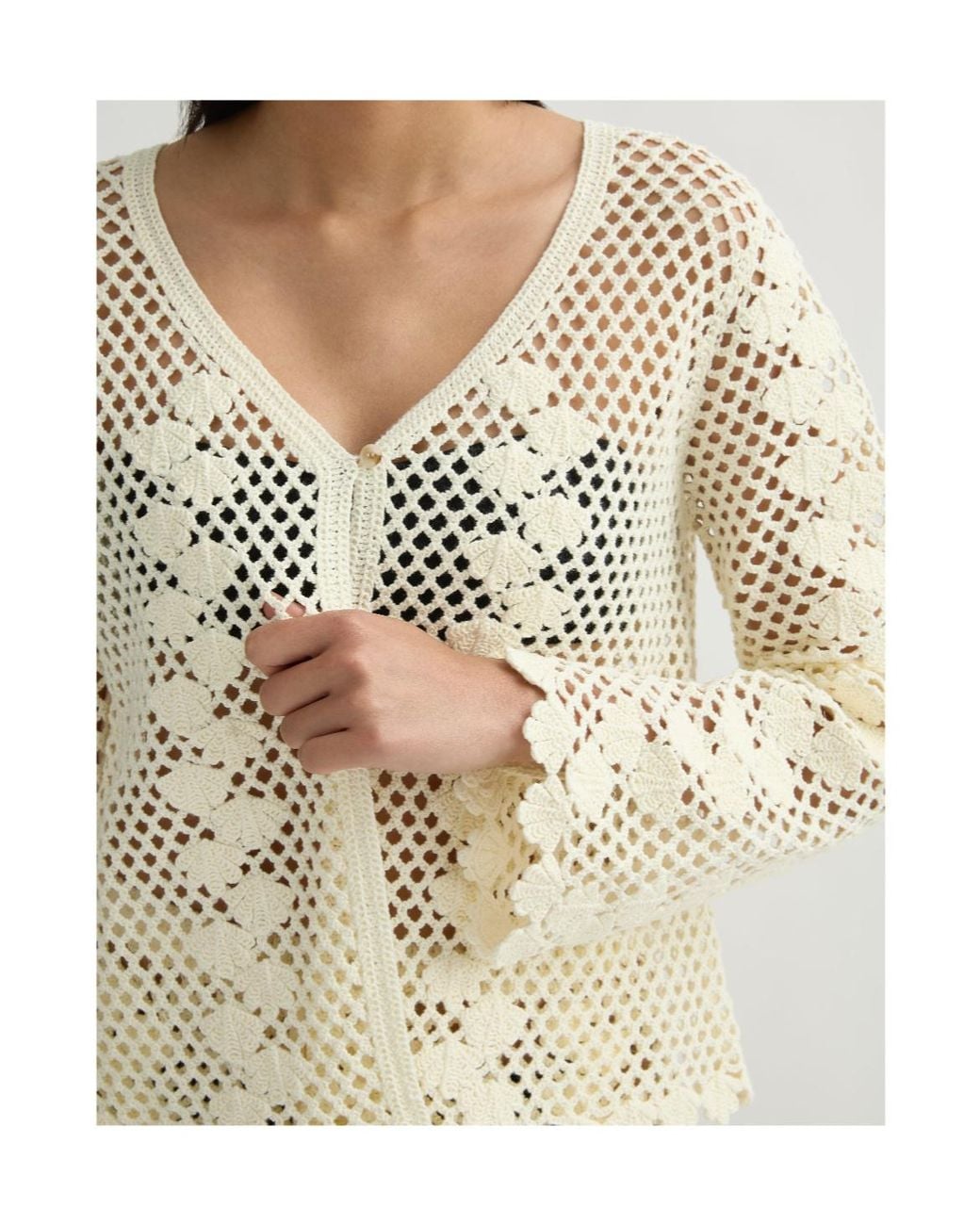 Posse White Saskia Crochet Cardigan