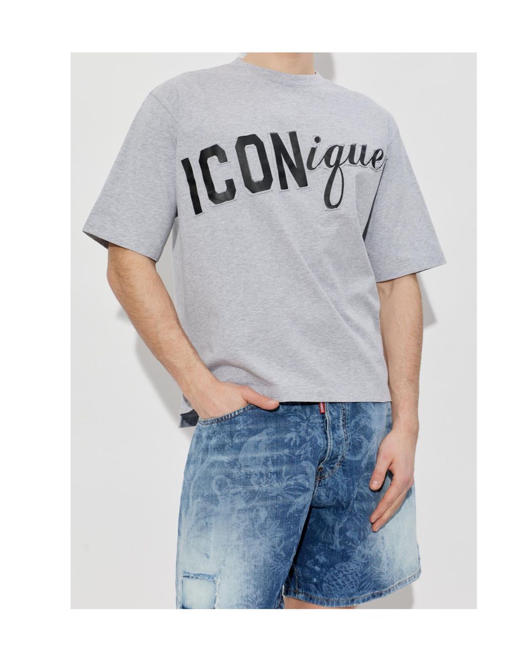 DSquared² Gray Iconique Loose Fit T-Shirt for men