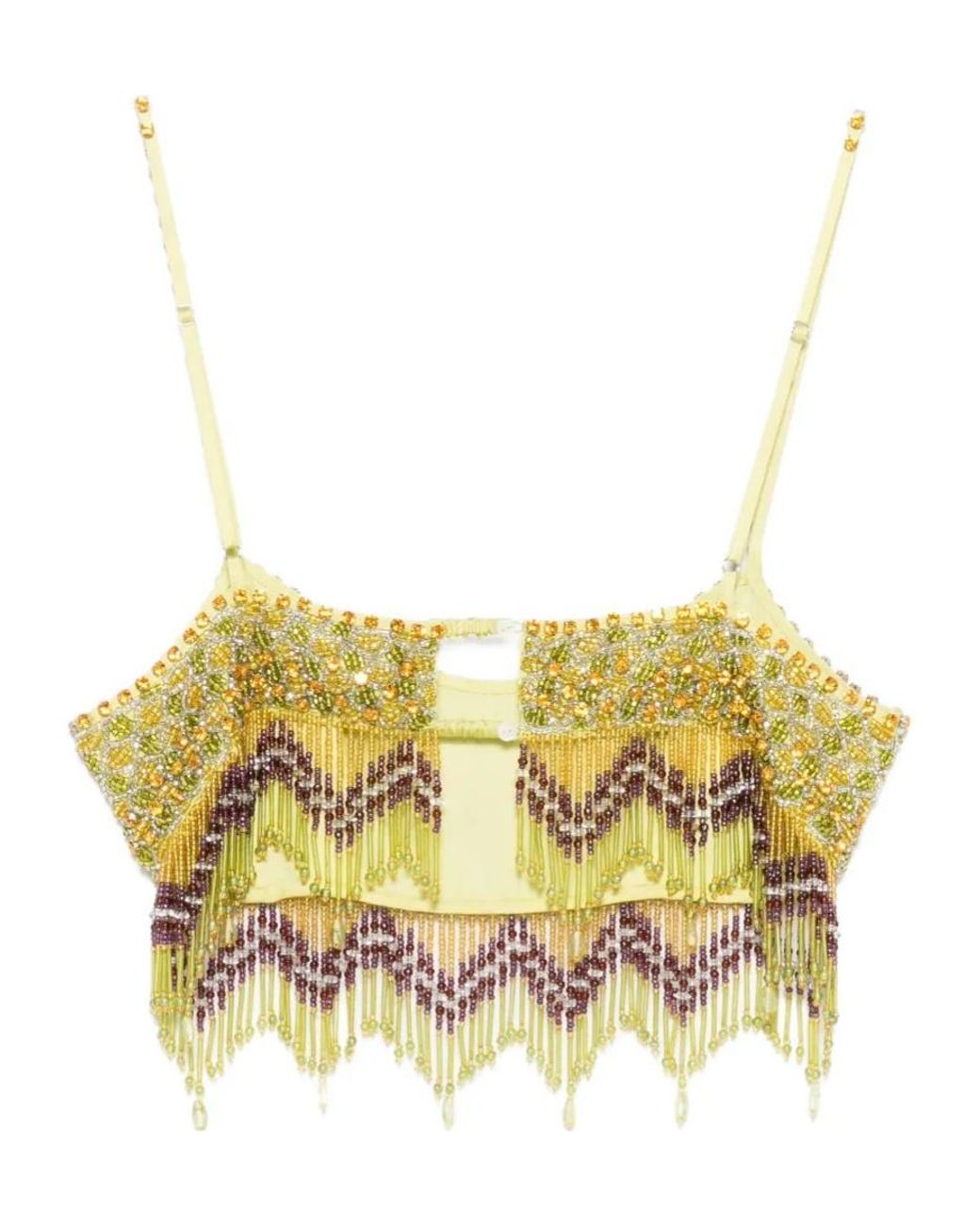 Bode Yellow Beaded Tassel Top