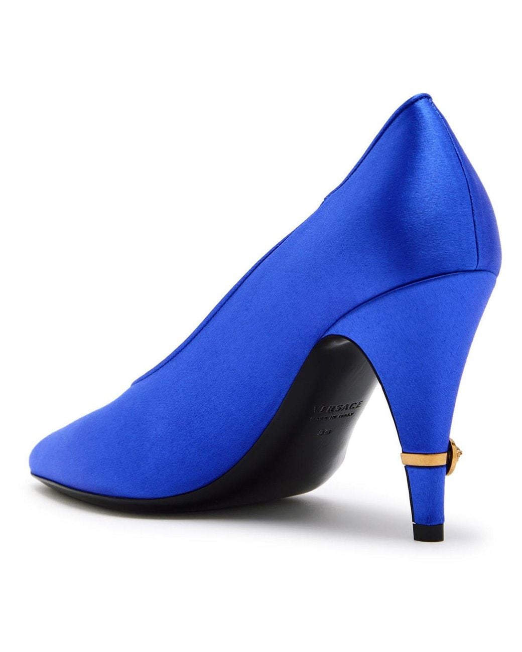 Versace Blue Satin Pointed-Toe Stiletto Heels
