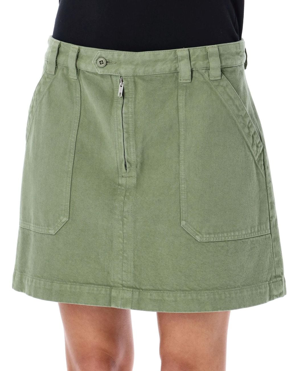 A.P.C. Green Sarah Zip Fastened Mini Skirt