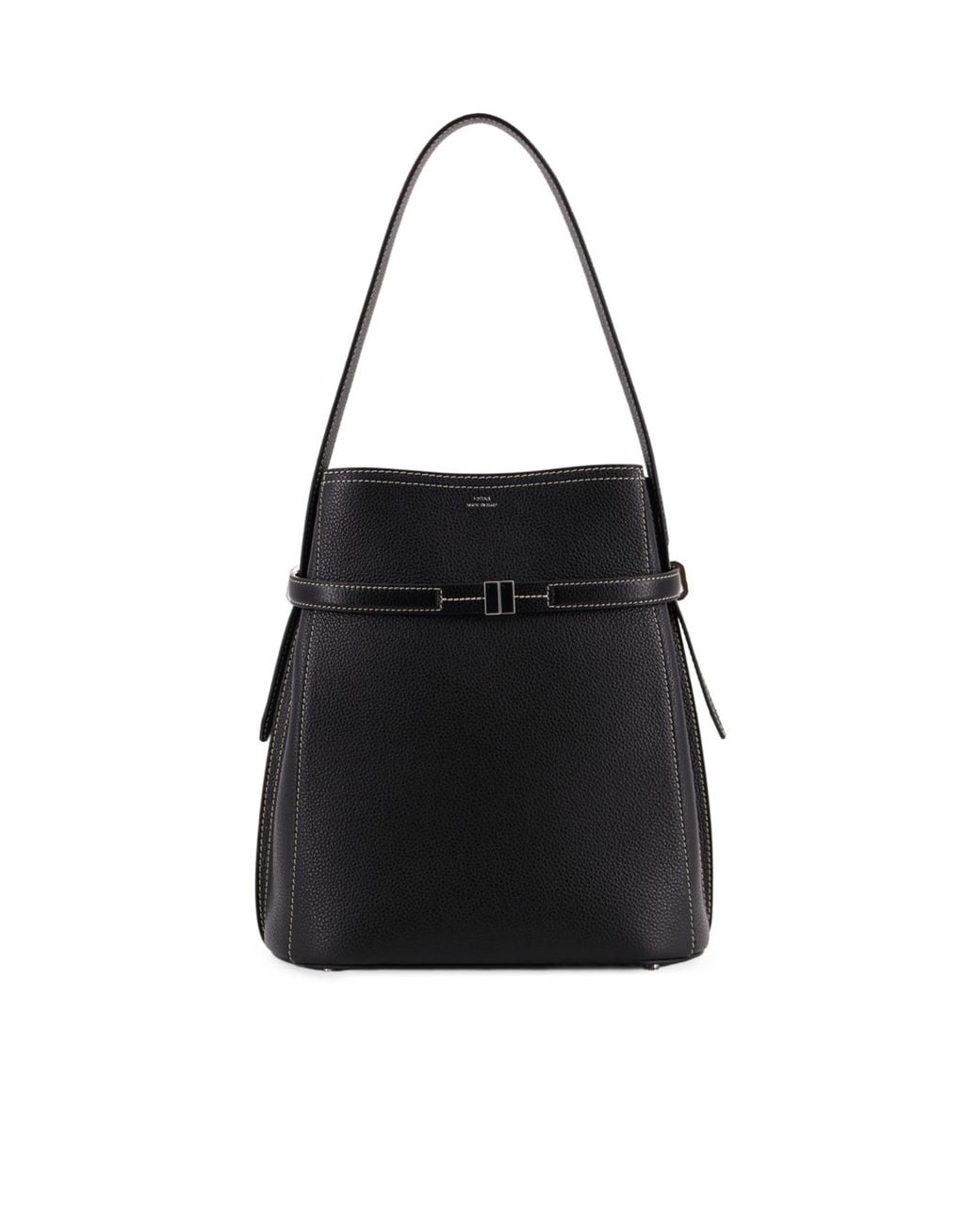 Totême Black Totême Logo Printed Bucket Bag