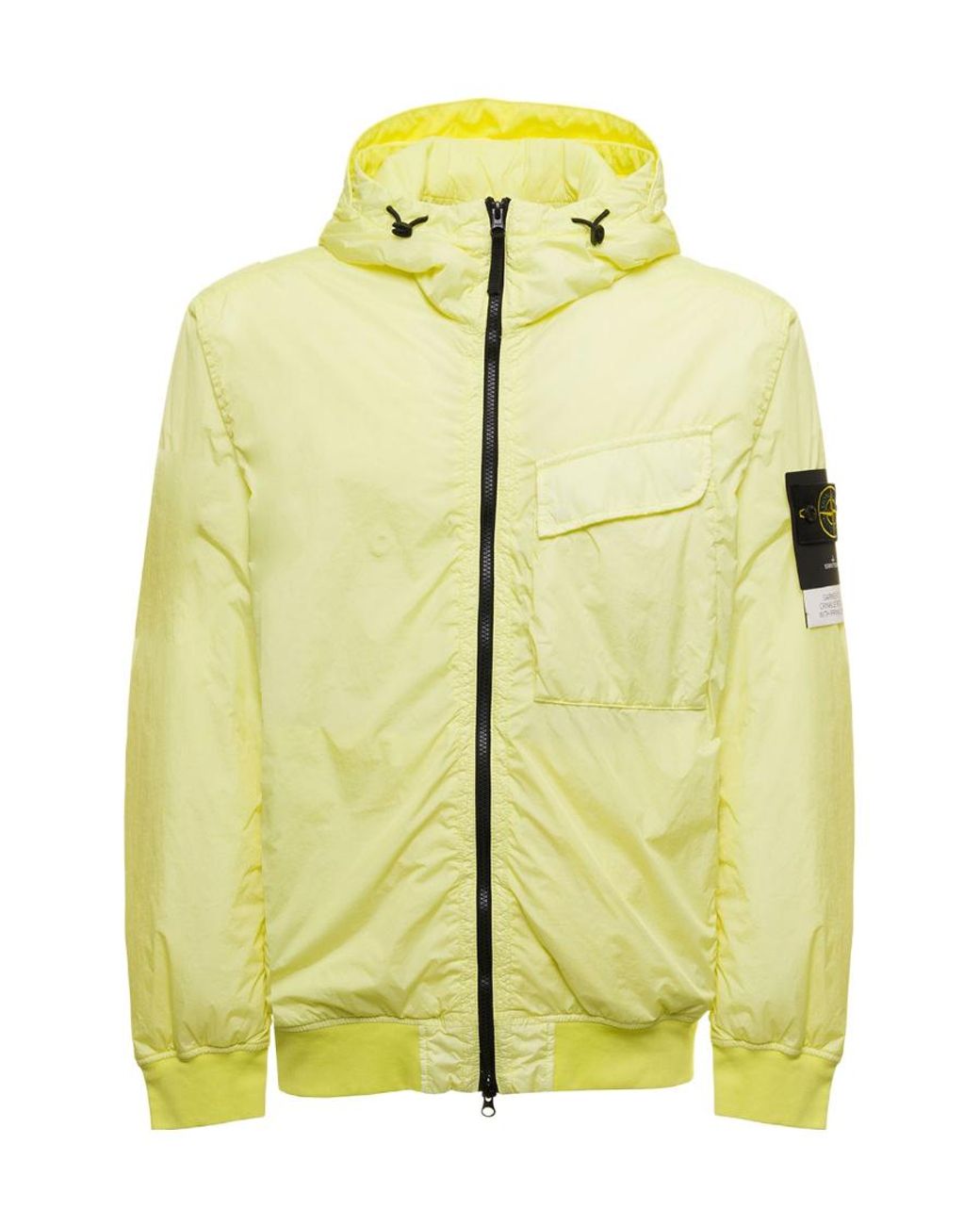 Stone Island Yellow Zip-Up Hooded Windbreaker Jacket for men