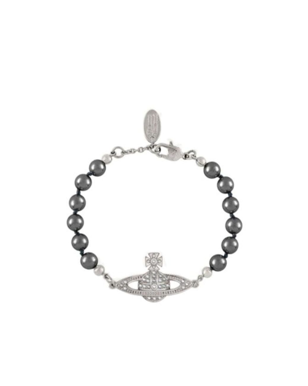 Vivienne Westwood Metallic Mini Bas Relief Pearl Bracelet