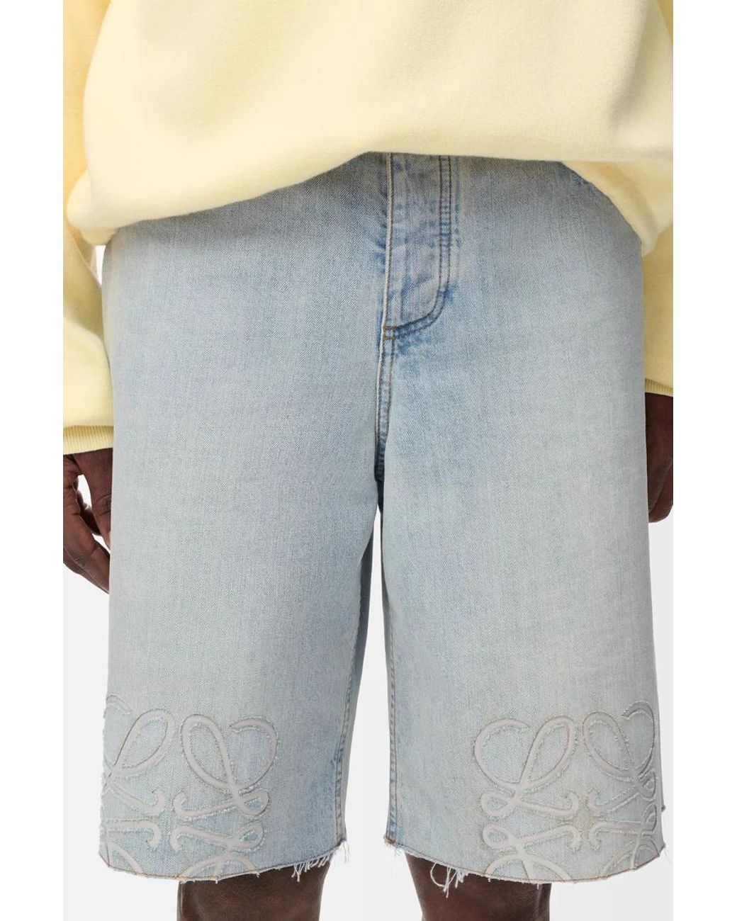 Loewe Blue Raw Hem Denim Bermuda Shorts for men