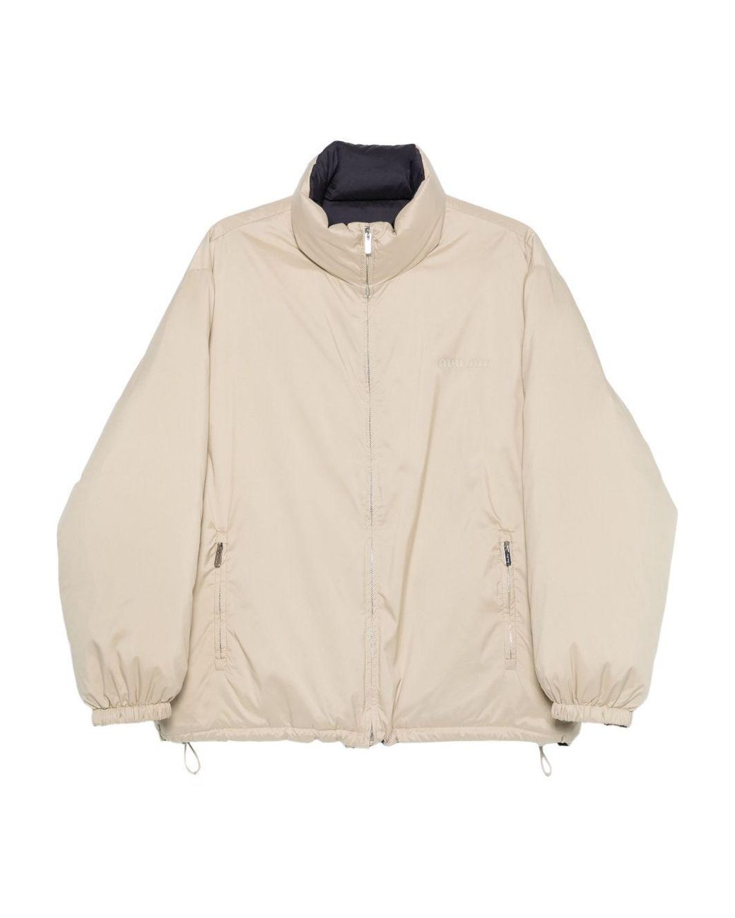 Miu Miu Blue Reversible Technical Pongé Down Jacket
