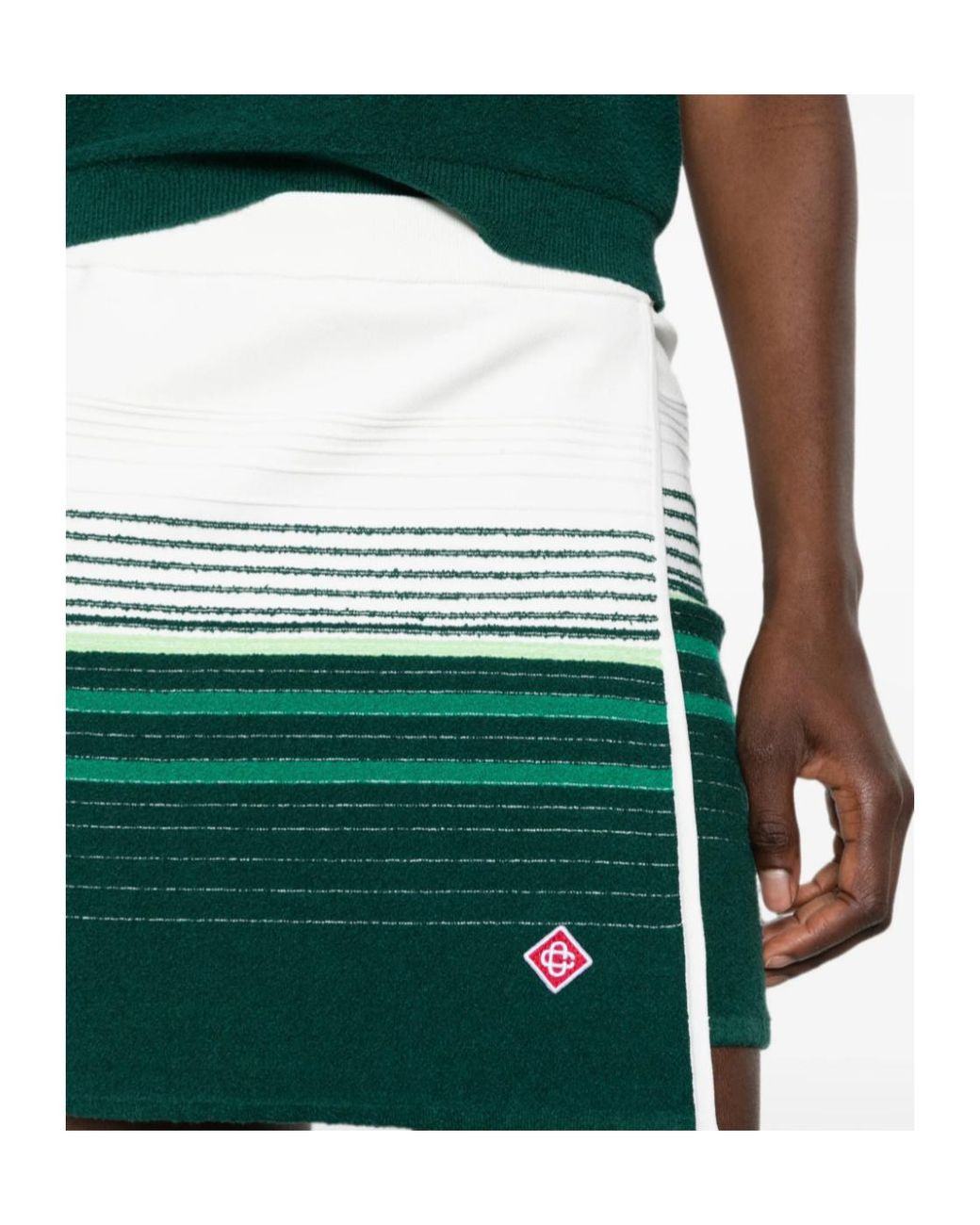 Casablanca Green Striped Wrap Mini Skirt