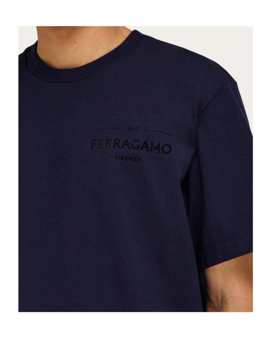 Ferragamo Blue T-Shirts With Logo for men