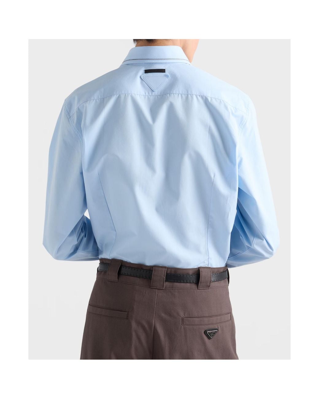 Prada Blue Contrast-Trim Classic Shirt for men