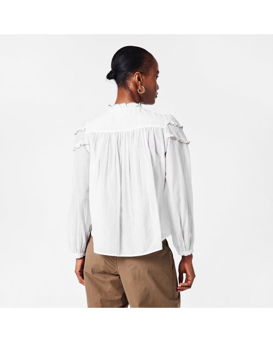 Isabel Marant White Lace Collar Long Sleeve Shirt