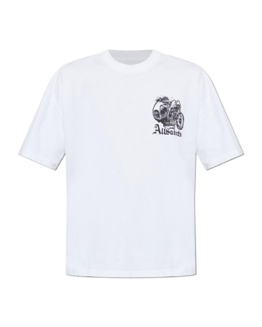 AllSaints White Panhead Skull Graphic T-Shirt for men