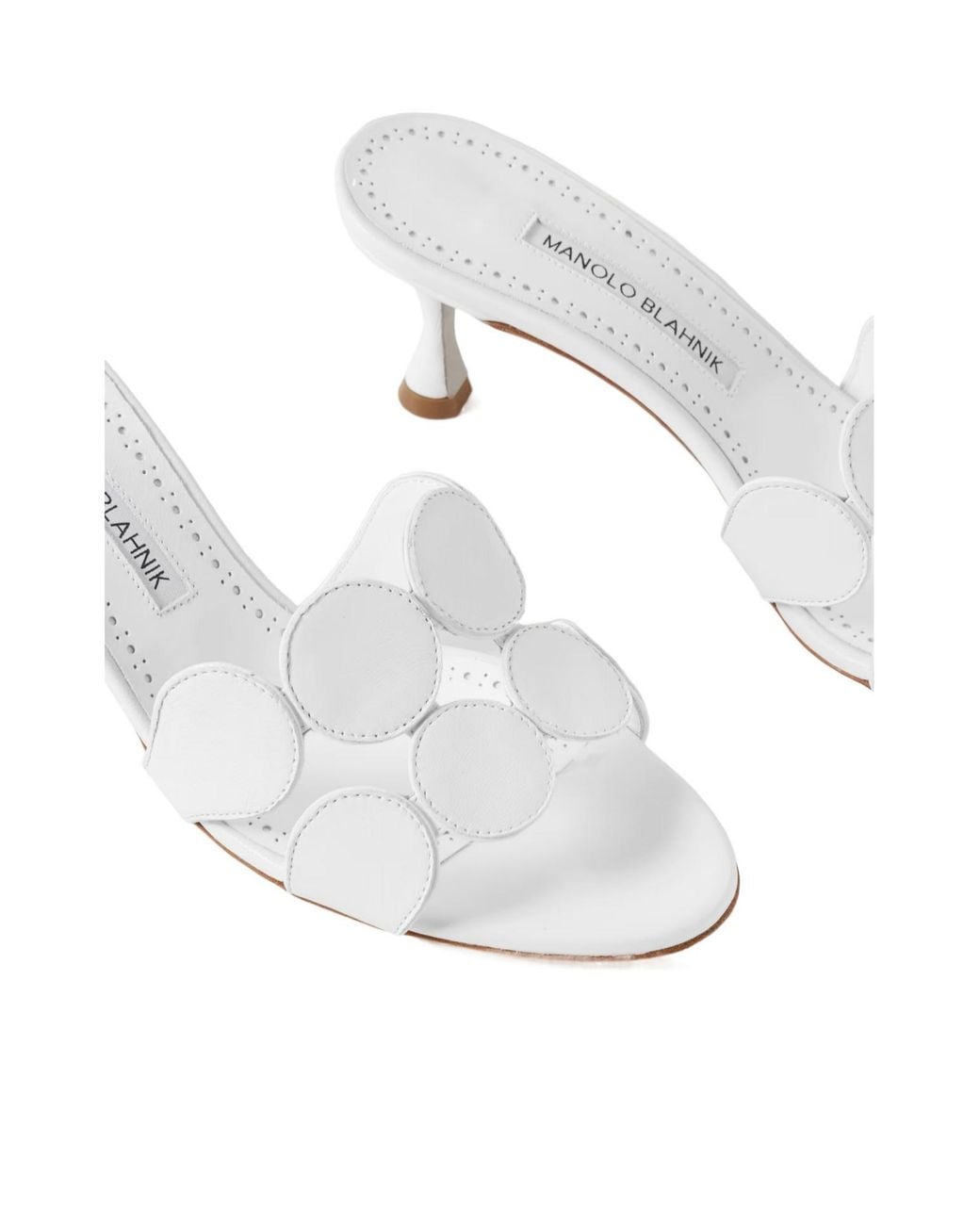 Manolo Blahnik White Leather Mules