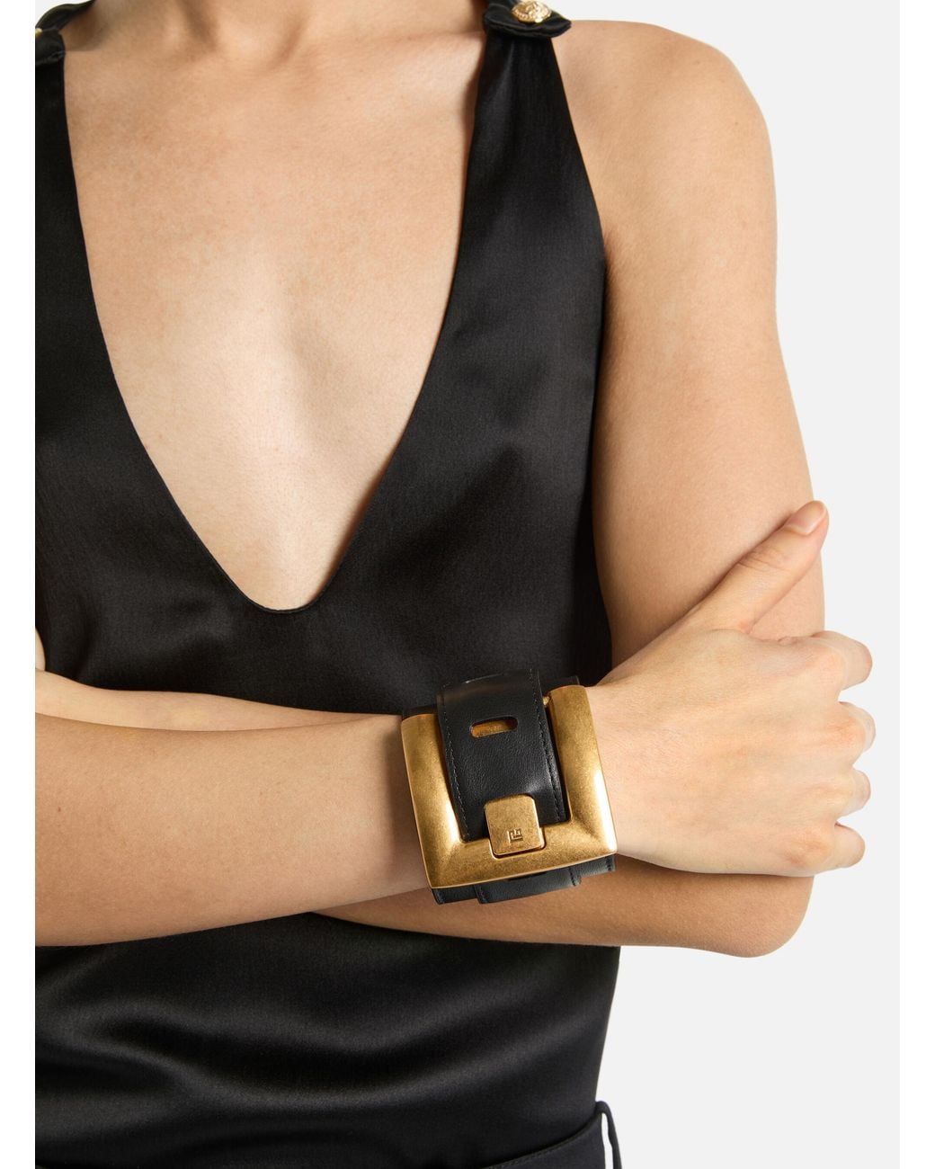 Balmain Black Anthem Smooth Leather Bracelet